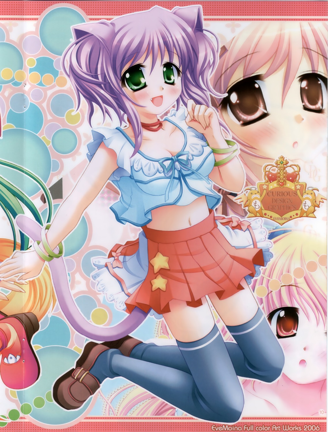 animal_ears, cleavage, evemoina, tail, thighhighs