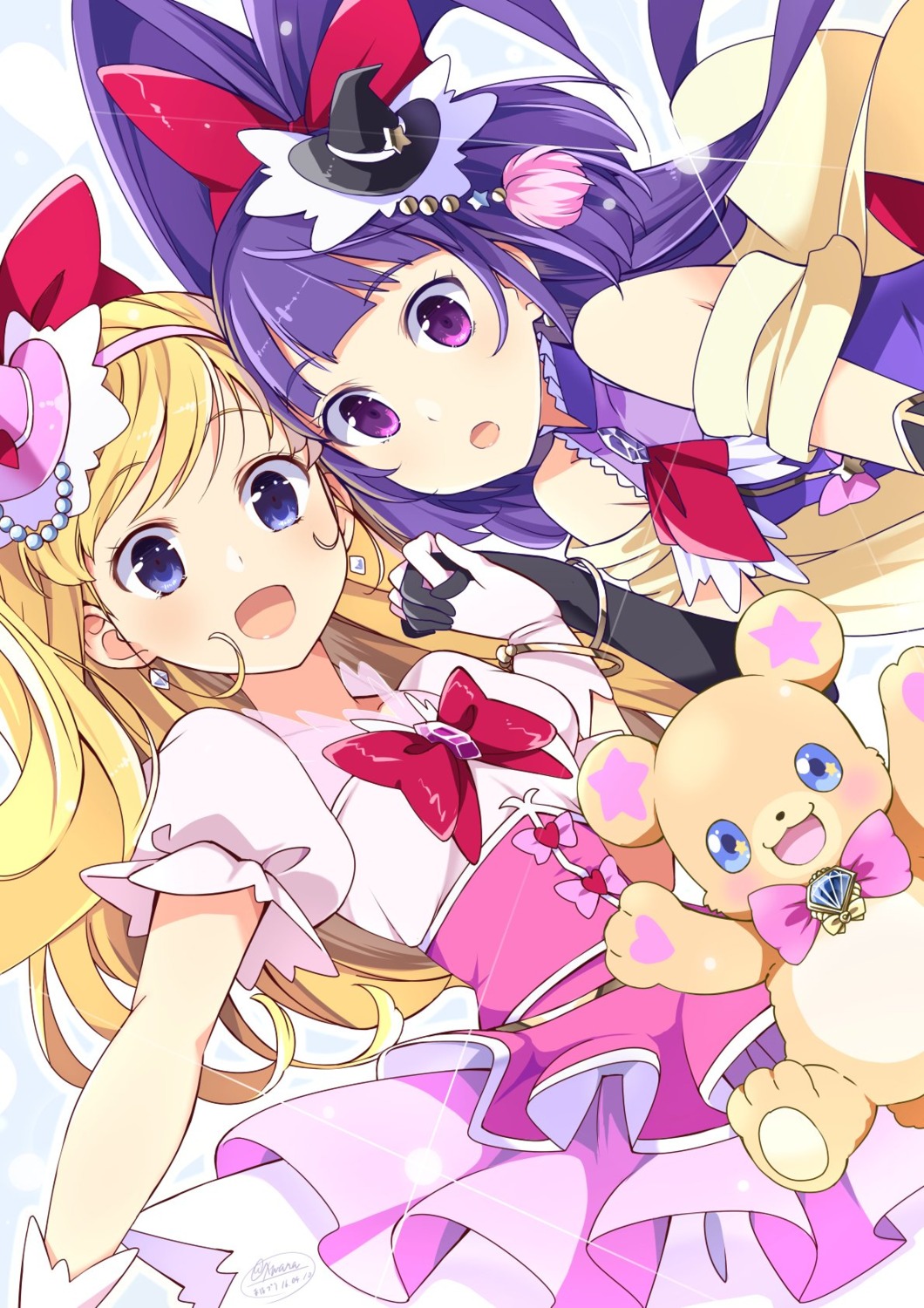asahina_mirai, dress, izayoi_riko, mahoutsukai_precure!, mofurun_(precure), precure, see_through, wara
