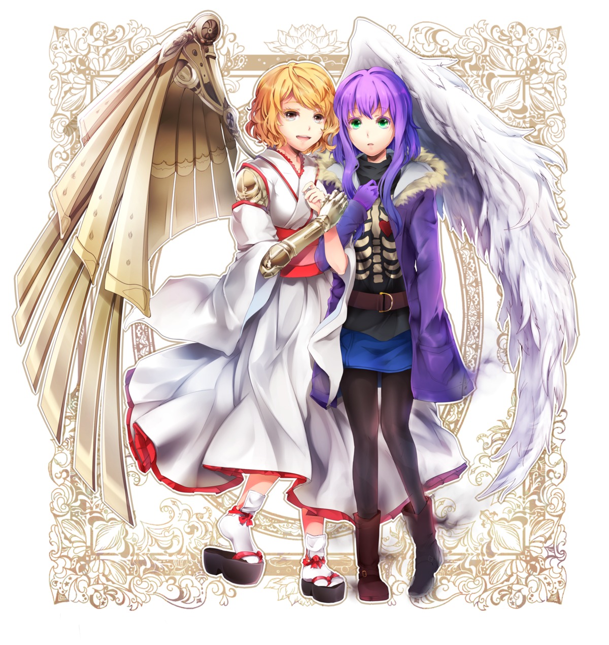 japanese_clothes, lulu_season, mecha_musume, pantyhose, wings