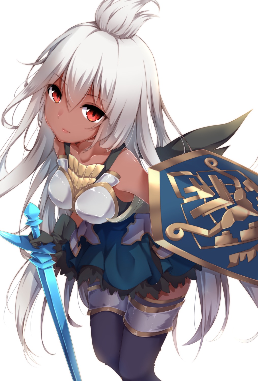 amane_tari, armor, granblue_fantasy, sword, thighhighs, zooey_(granblue_fantasy)