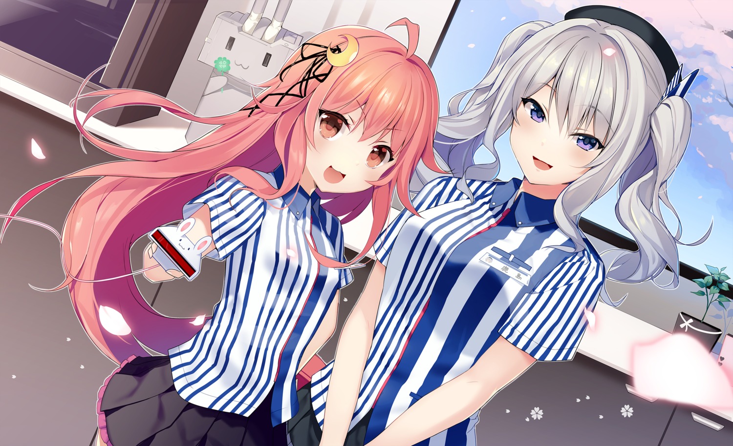 kantai_collection, kashima_(kancolle), lawson, nanotaro, uniform, uzuki_(kancolle)