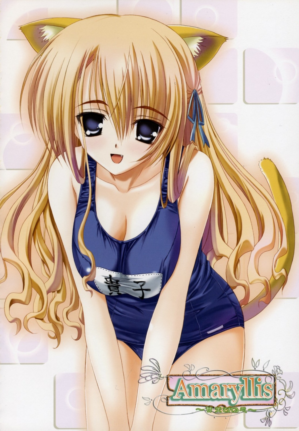 animal_ears, cleavage, itsukushima_takako, nekomimi, otome_wa_boku_ni_koi_shiteru, school_swimsuit, shinbo_tamaran, swimsuits, tail, tamaranchi