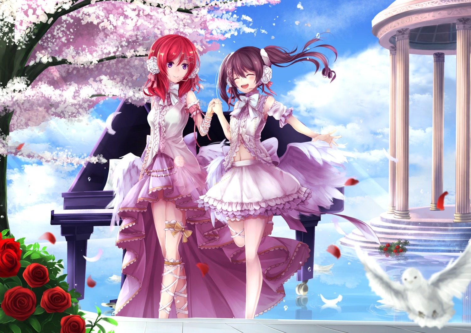 dress, garter, love_live!, love_live!_(series), nishikino_maki, orien, yazawa_nico