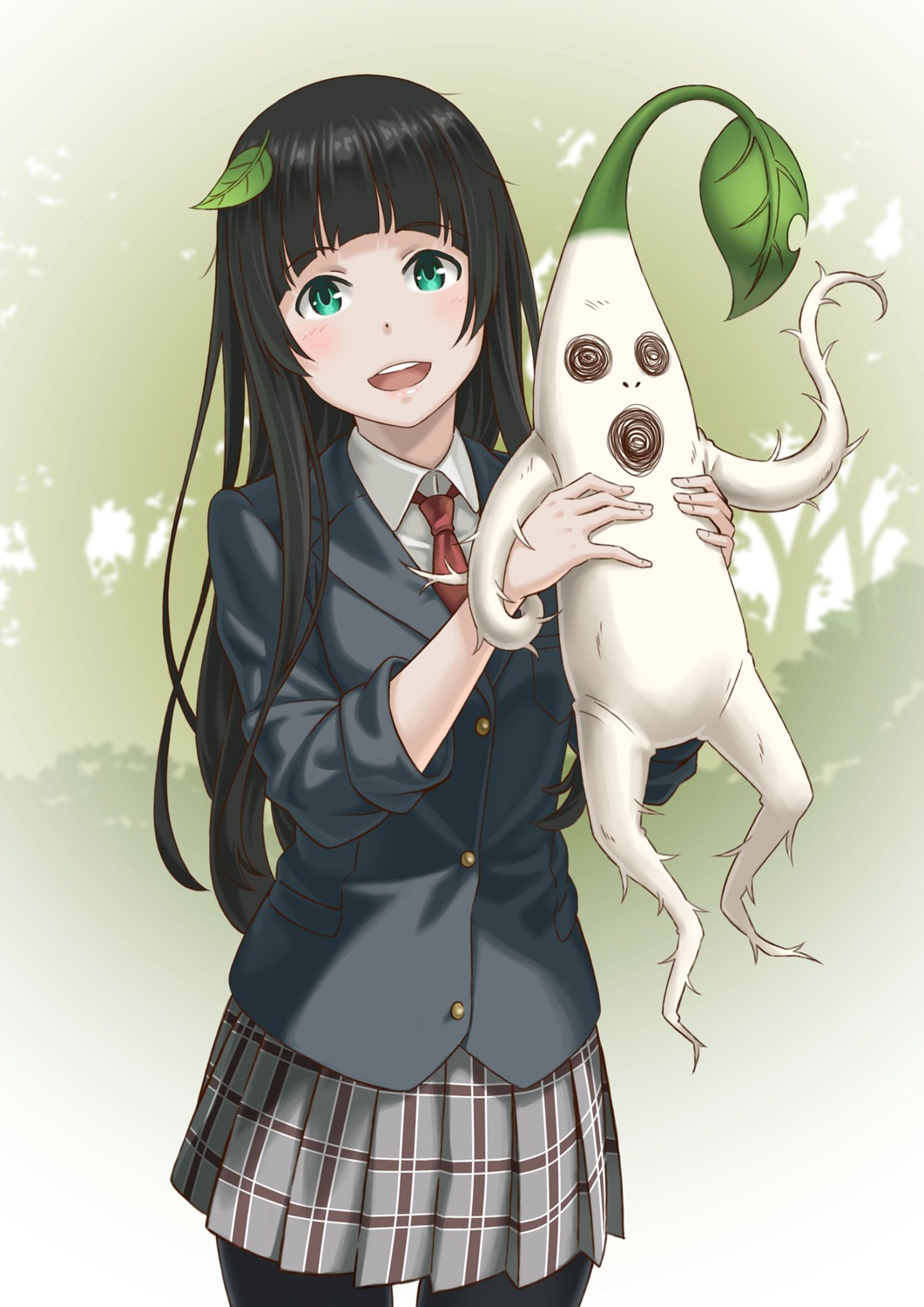 flying_witch, kame_(pixiv), kowata_makoto, mandrake_(flying_witch), pantyhose, seifuku