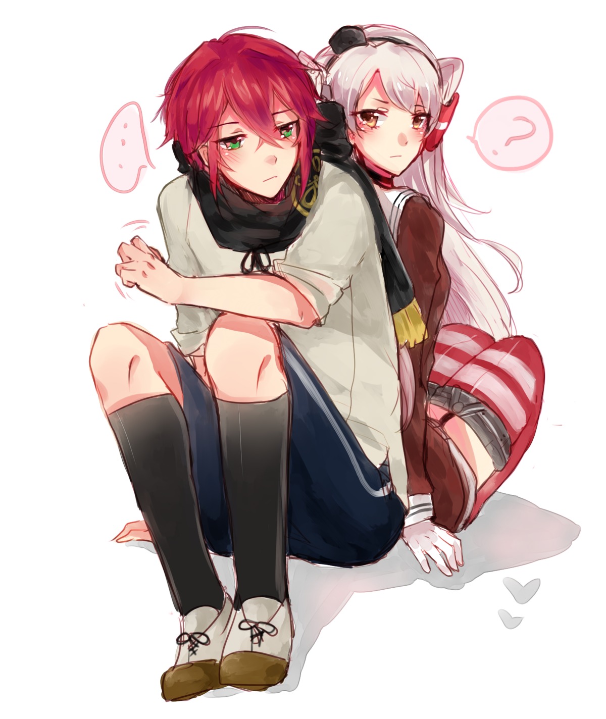 amatsukaze_(kancolle), crossover, kantai_collection, shinano_toushirou, stockings, thighhighs, touken_ranbu