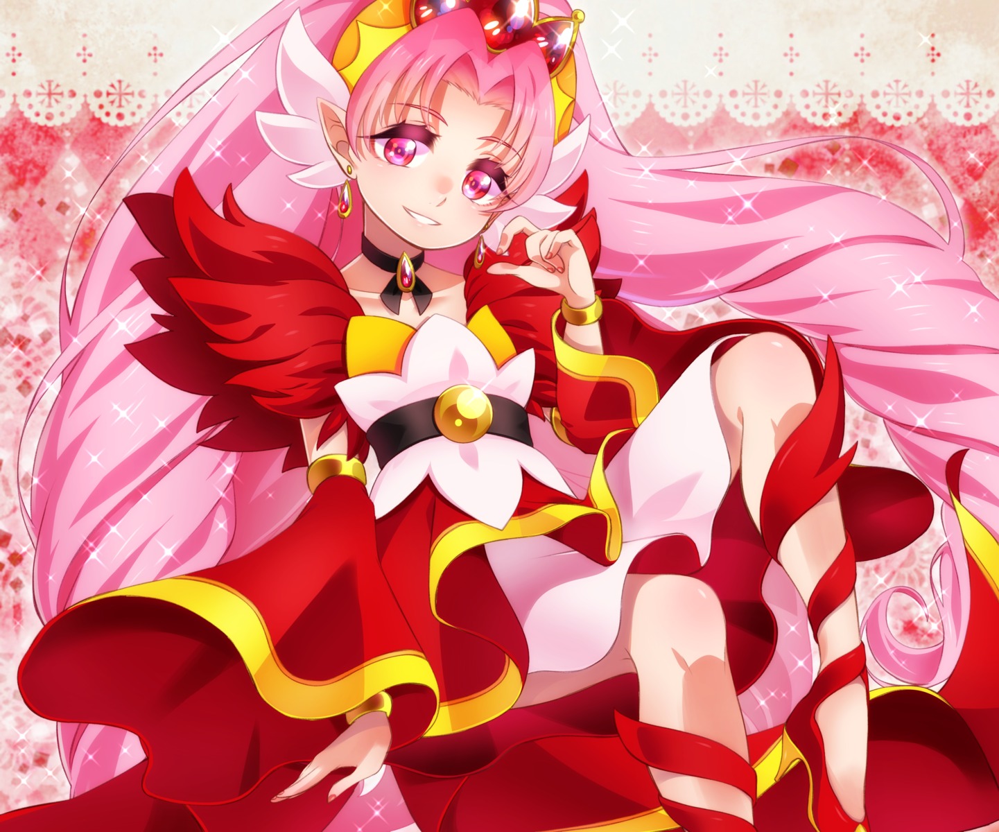 akagi_towa, dress, go!_princess_precure, heels, pointy_ears, precure, yupiteru