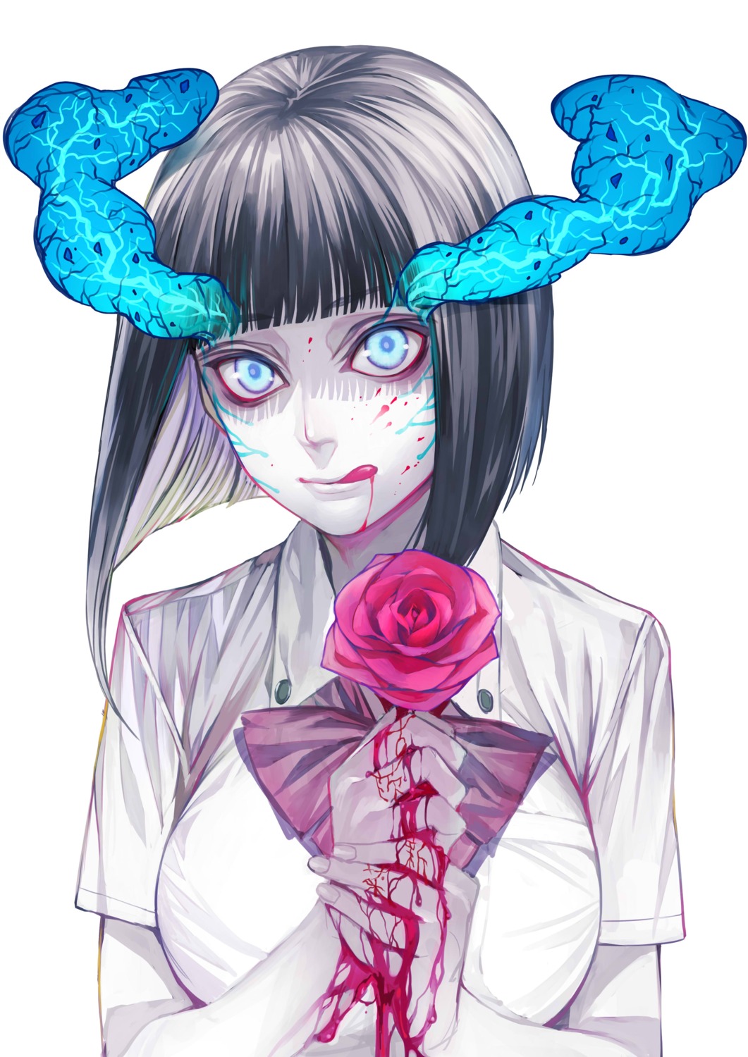 blood, horns, rby, seifuku, yokuoni