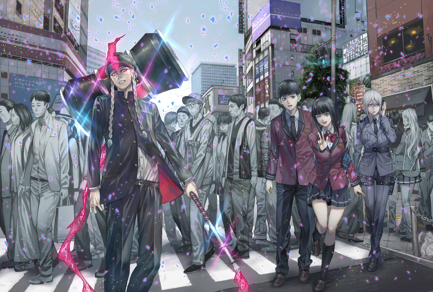 megane, rby, seifuku, uniform, weapon, yokuoni