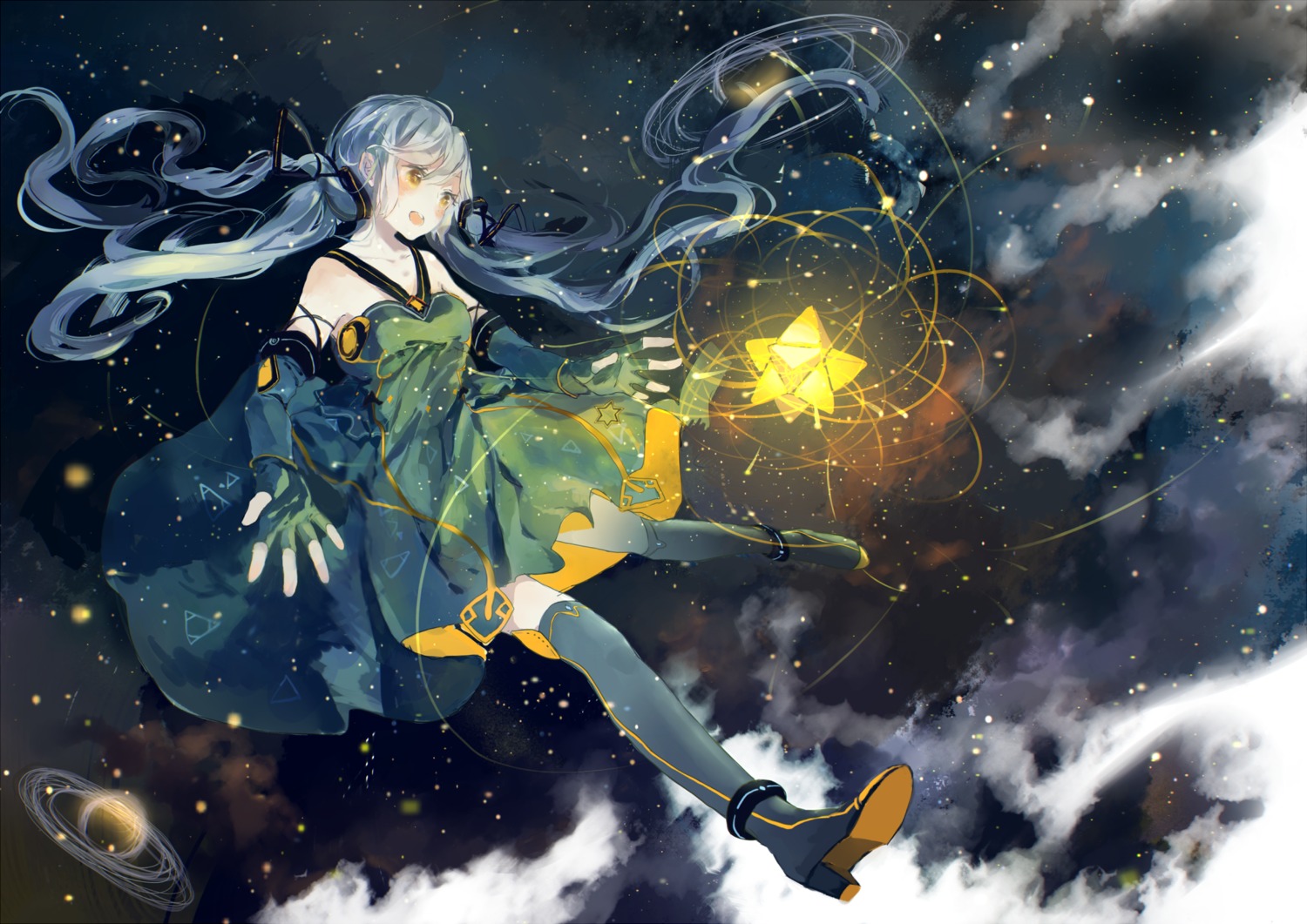 bou_shaku, dress, heels, stardust_(vocaloid), thighhighs, vocaloid