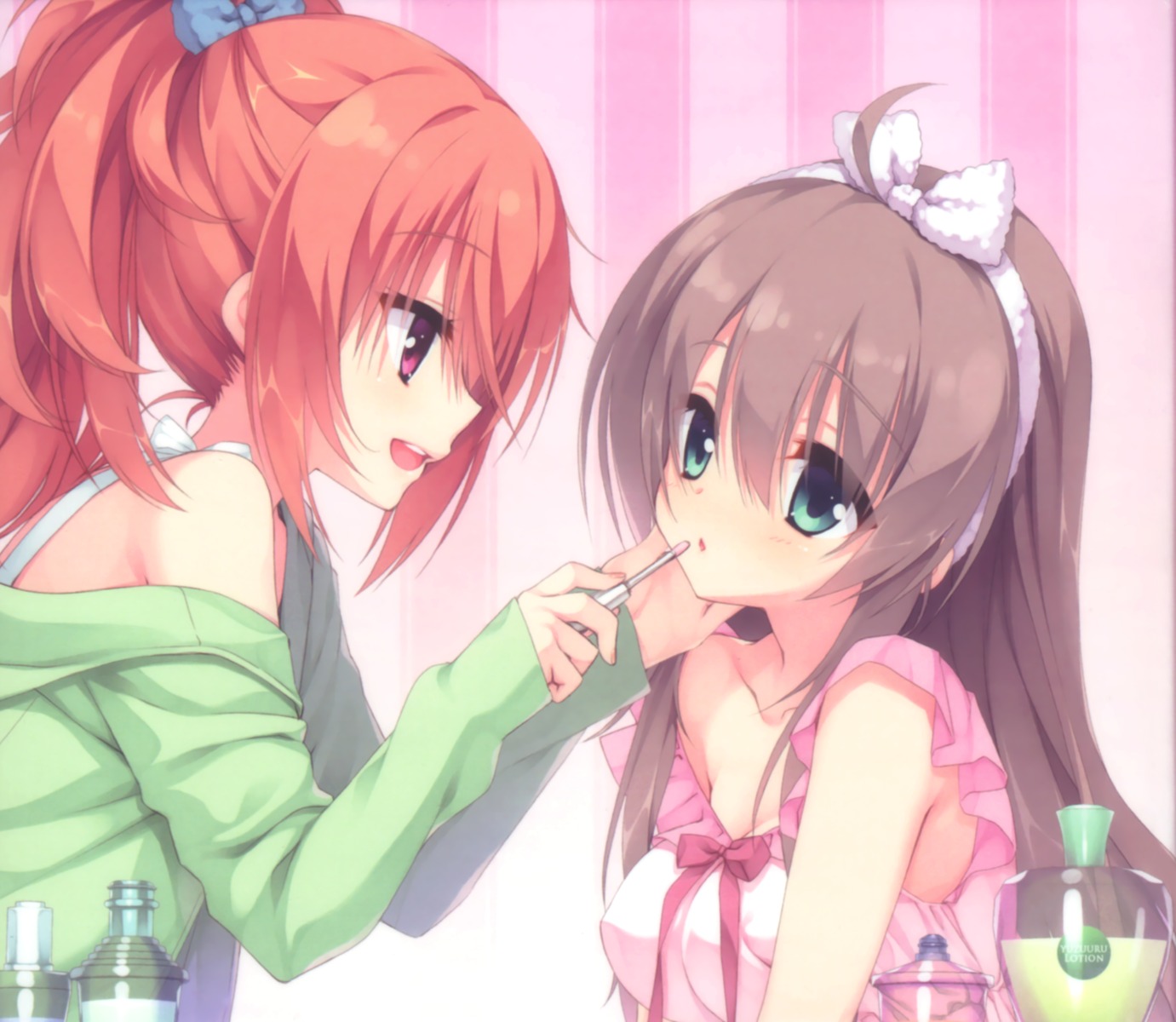 bra, cleavage, disc_cover, inaba_meguru, kobuichi, muririn, open_shirt, sanoba_witch, shiiba_tsumugi, yuzu-soft