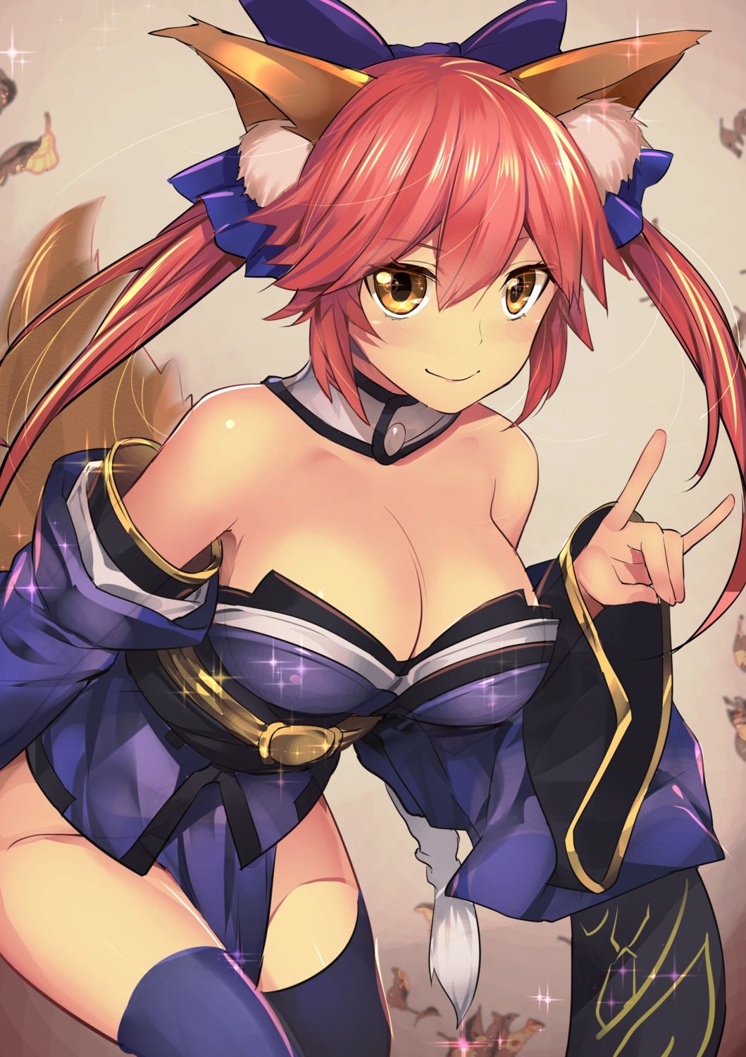 akechi_shizuku, animal_ears, cleavage, fate/extra, fate/grand_order, fate/stay_night, no_bra, nopan