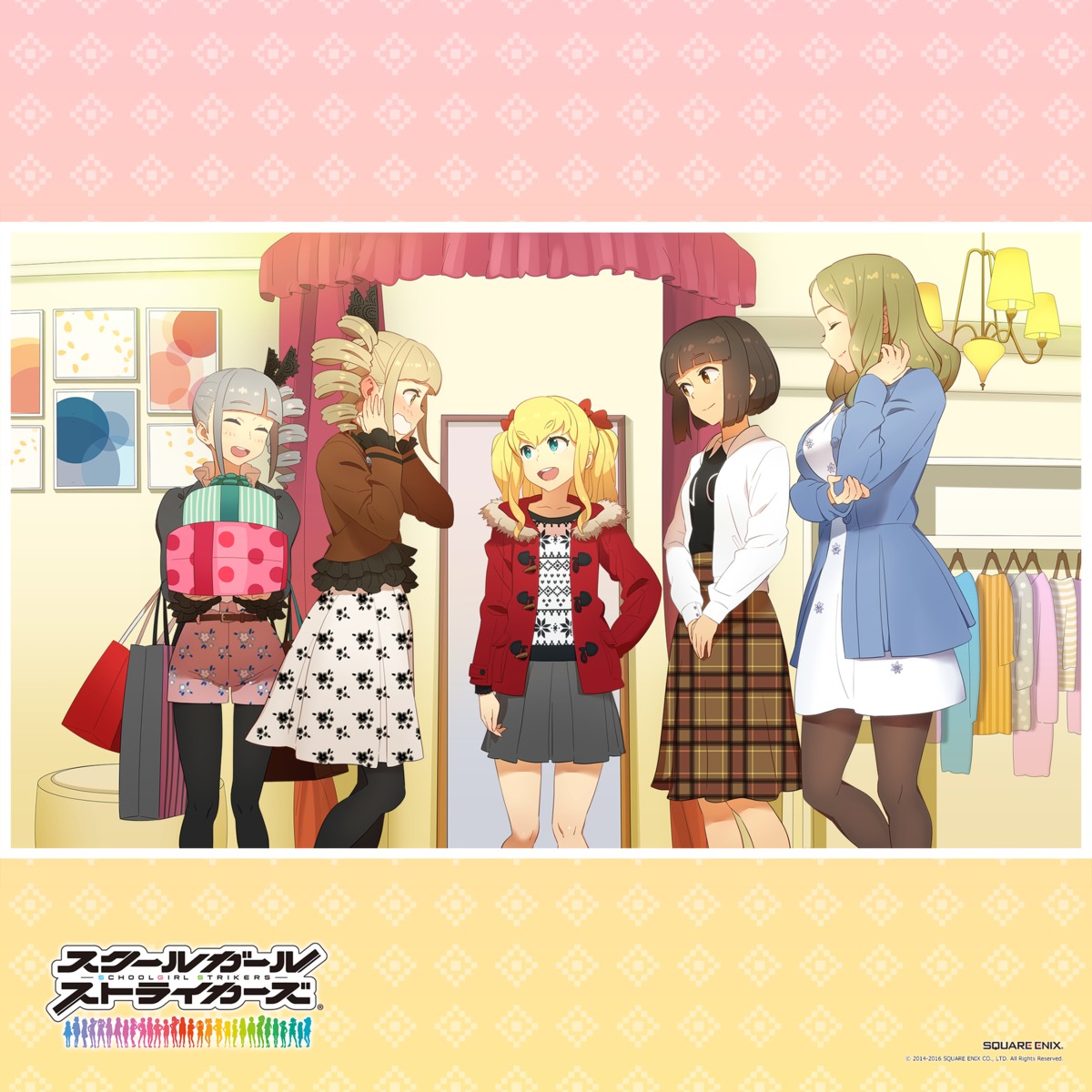 aoi_yukie, dress, haishima_isari, haishima_kagari, hinomiya_niho, kobayashi_gen, pantyhose, school_girl_strikers