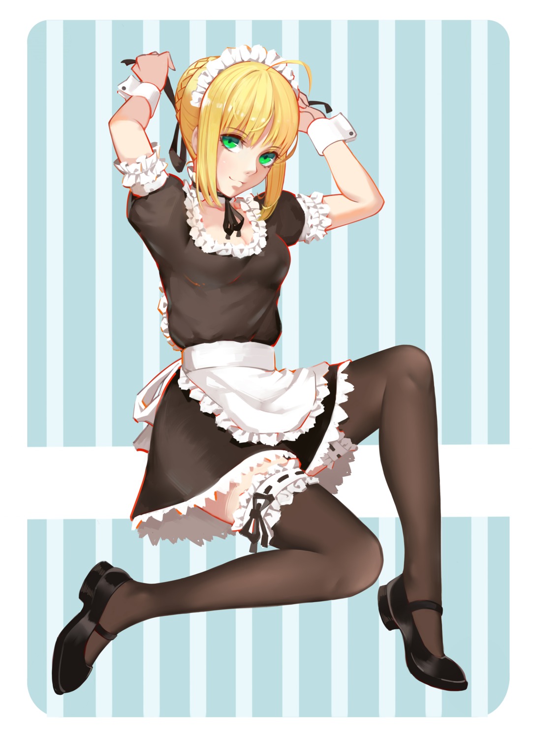 artoria_pendragon_(fate), fate/stay_night, garter, maid, thighhighs, zhano_kun