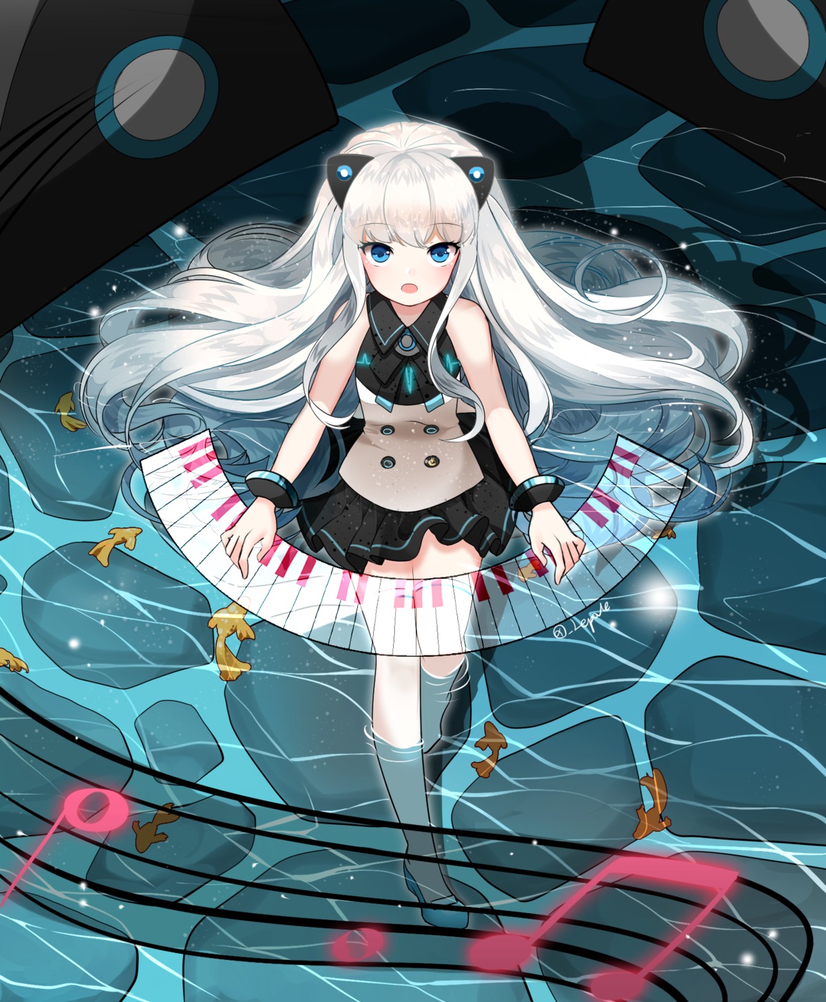 lepoule_(kmjh90), seeu, thighhighs, vocaloid, wet