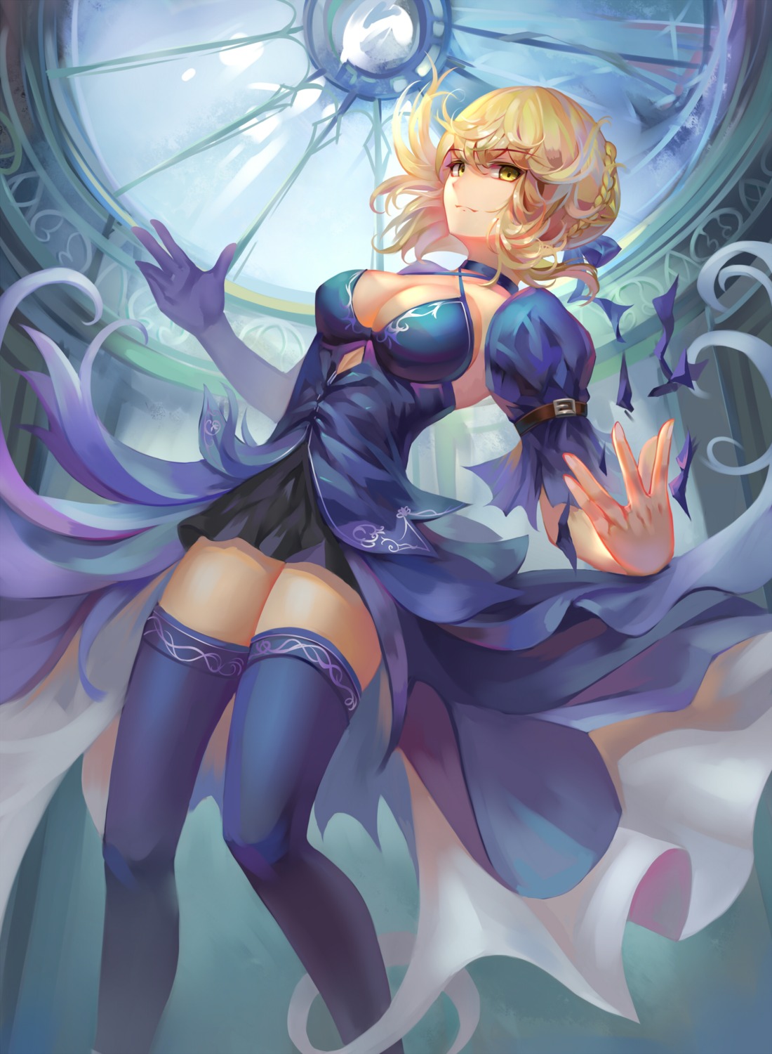 aaeru, artoria_pendragon_(fate), cleavage, fate/stay_night, thighhighs