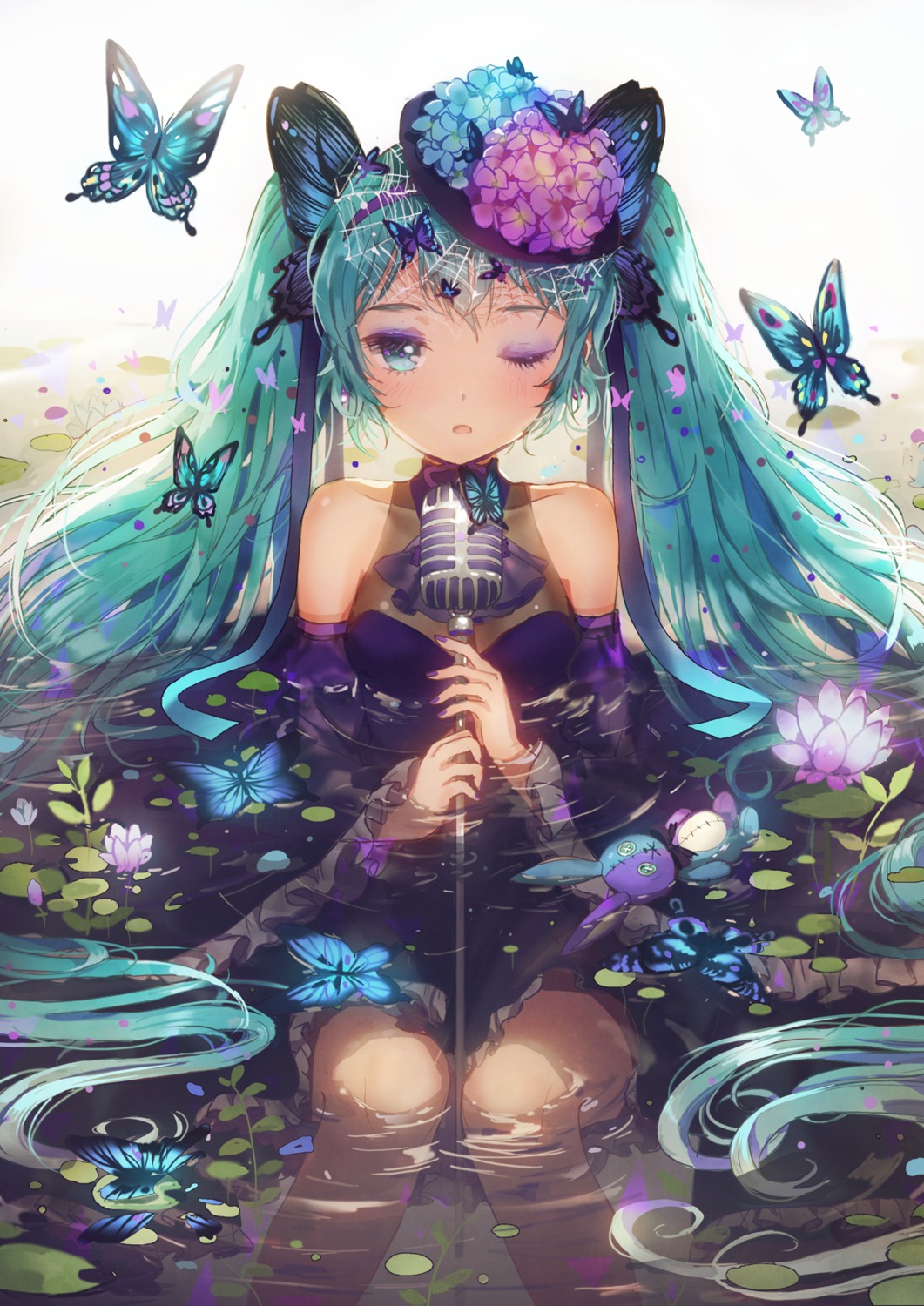 dangmill, dress, hatsune_miku, vocaloid, wet