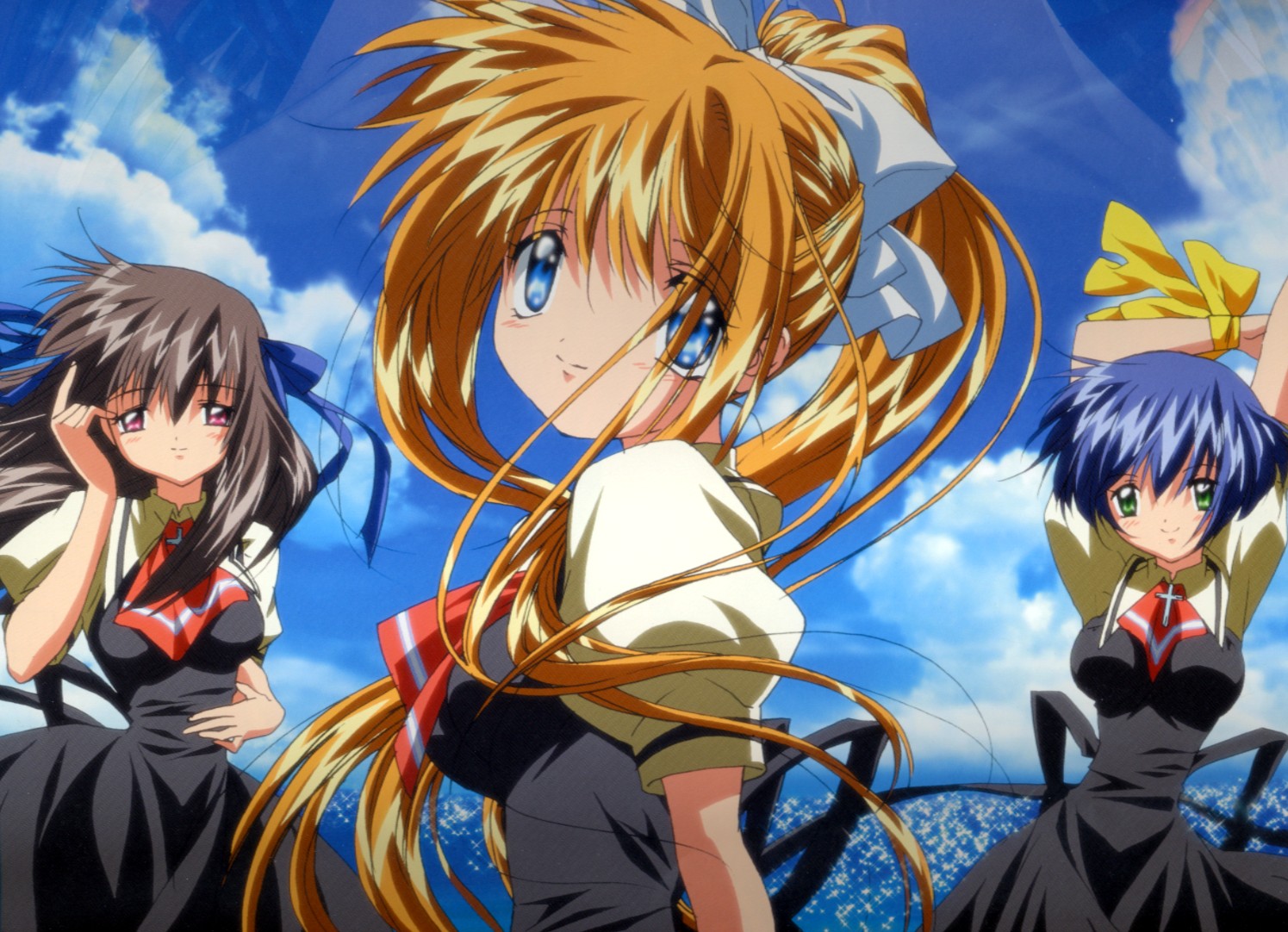 air, kamio_misuzu, kirishima_kano, seifuku, toono_minagi, wallpaper