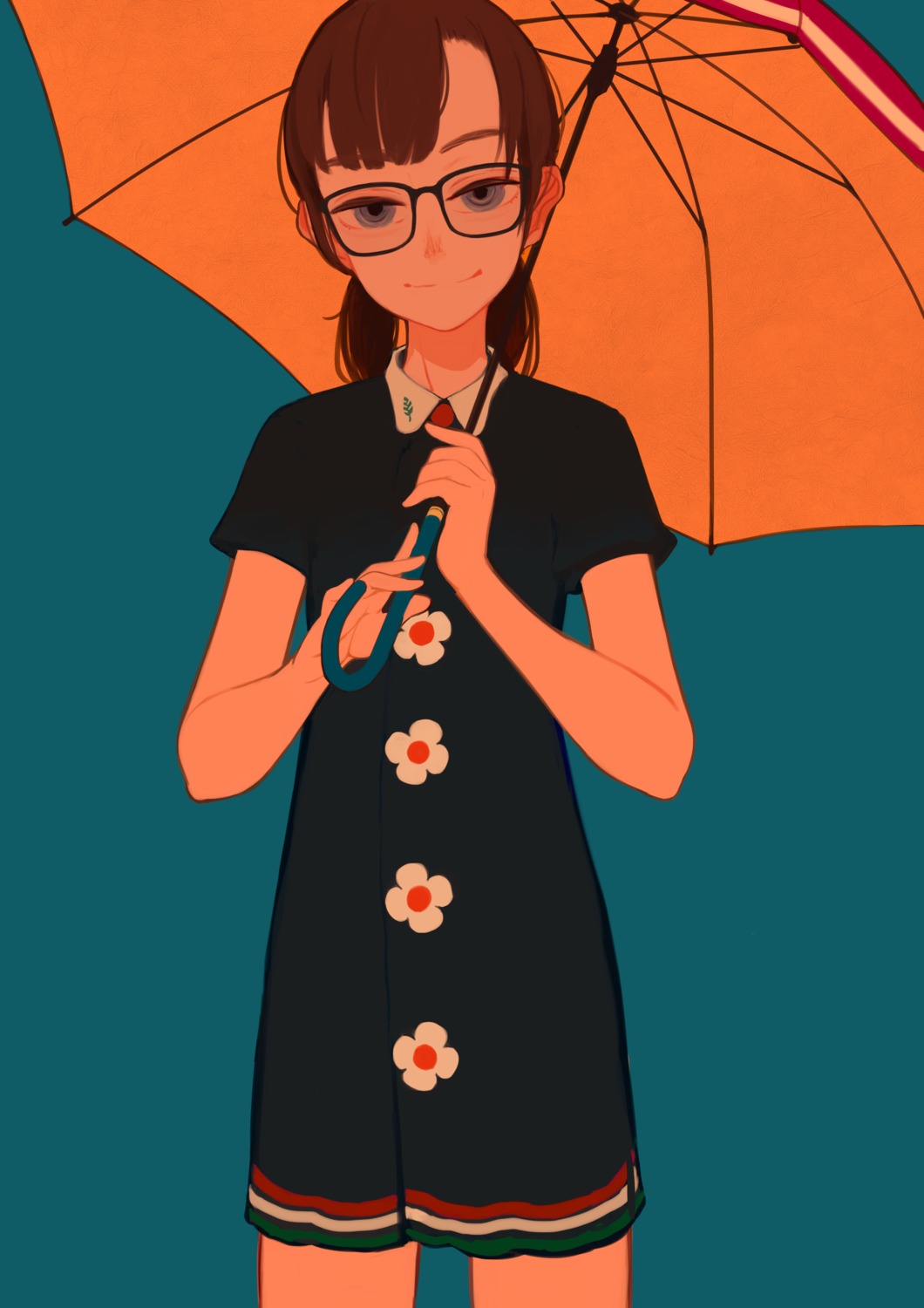 dress, hieda_yawe, megane, umbrella