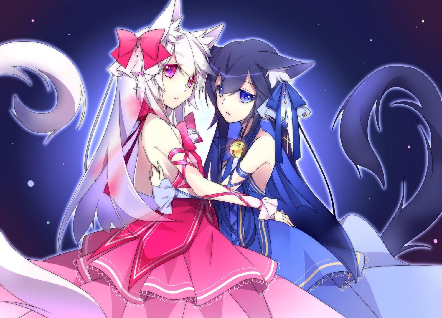 animal_ears, dress, kawasaki_toiro, no_bra, tail