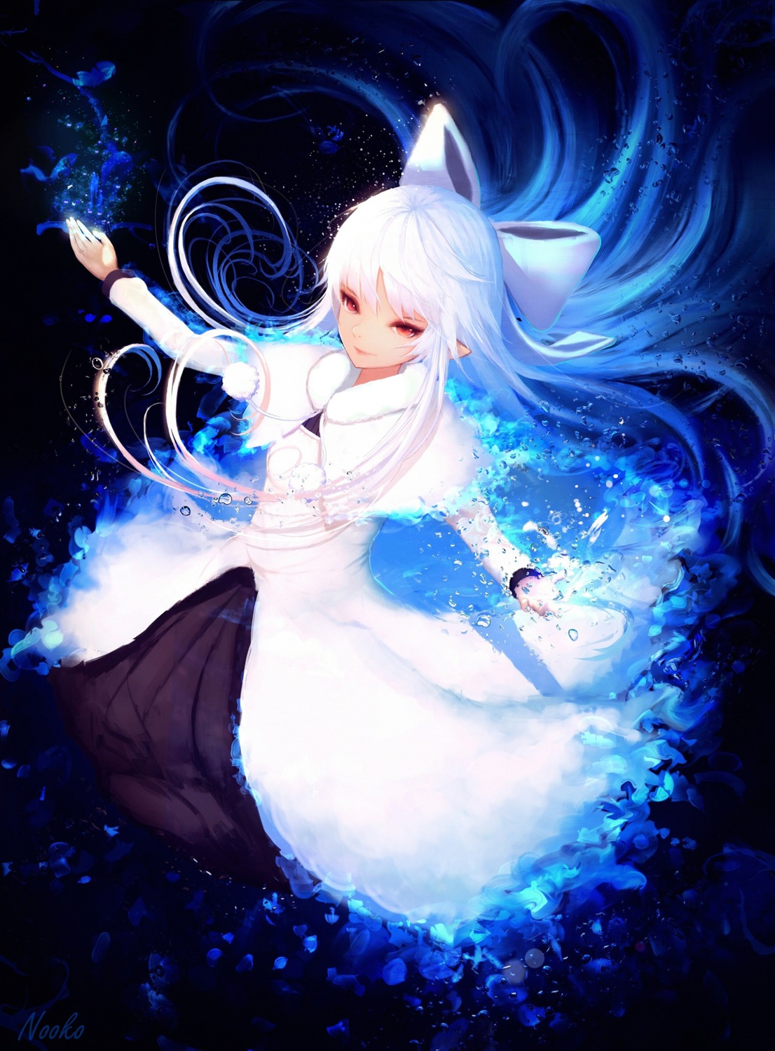 dress, melty_blood, nooko_(artist), pointy_ears, tsukihime, white_len