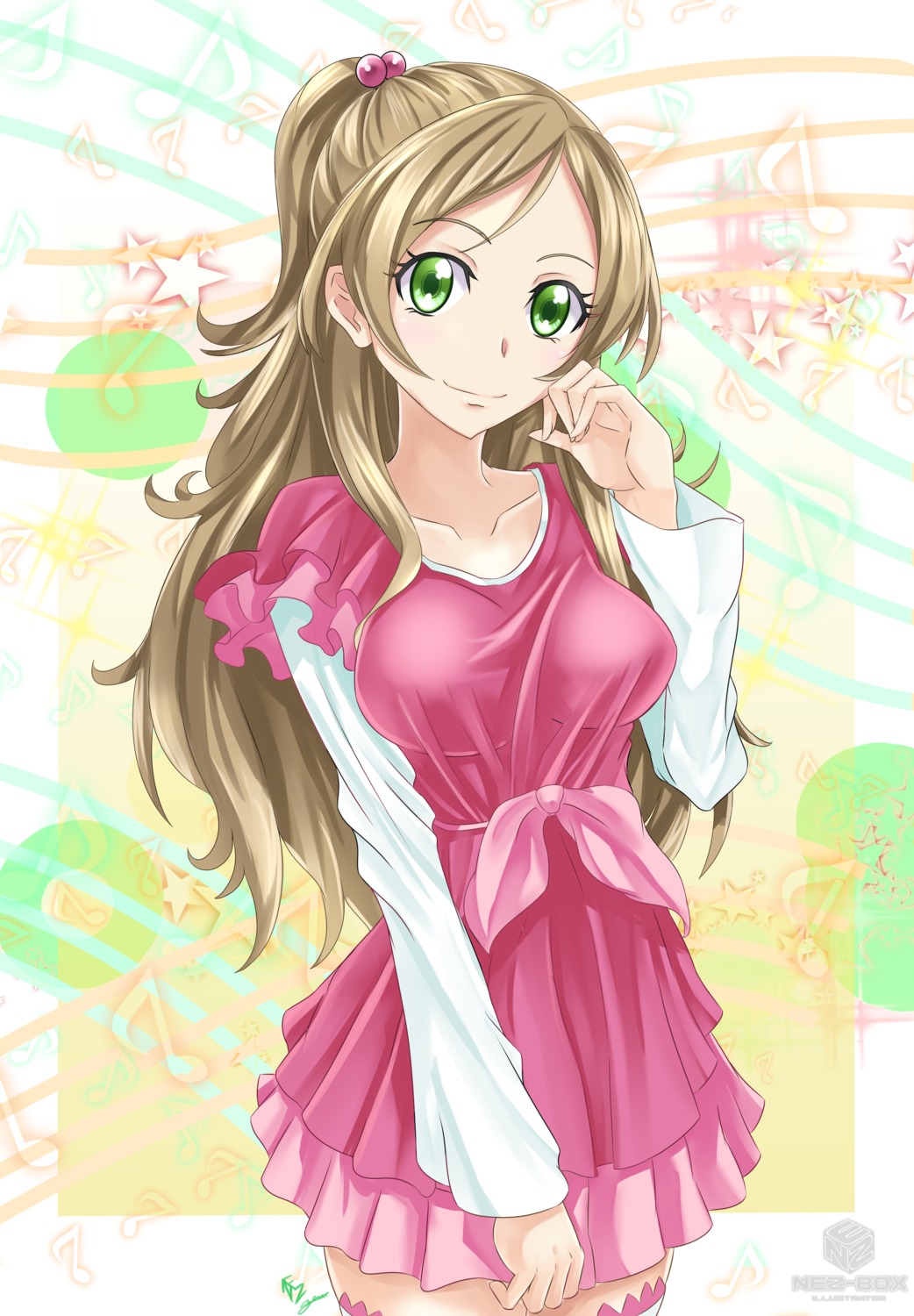 dress, minamino_kanade, nez-kun, official_watermark, precure, suite_precure, thighhighs