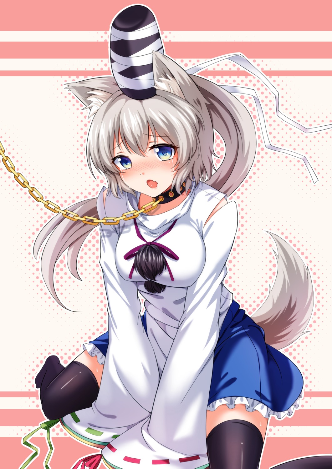 animal_ears, koissa, mononobe_no_futo, tail, thighhighs, touhou