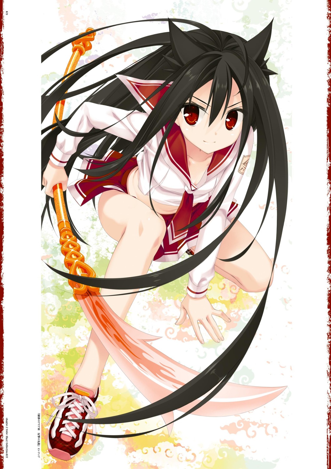 cleavage, digital_version, hidan_no_aria, kobuichi, kou_(hidan_no_aria), seifuku, weapon