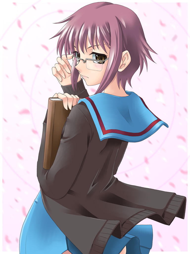 megane, nagato_yuki, seifuku, suzumiya_haruhi_no_yuuutsu, yaso_shigeru