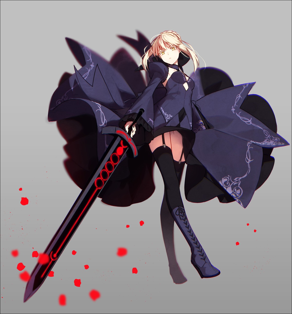 artoria_pendragon_(fate), artoria_pendragon_alter_(fate), dress, fate/stay_night, fate/unlimited_codes, hakusai_(tiahszld), heels, no_bra