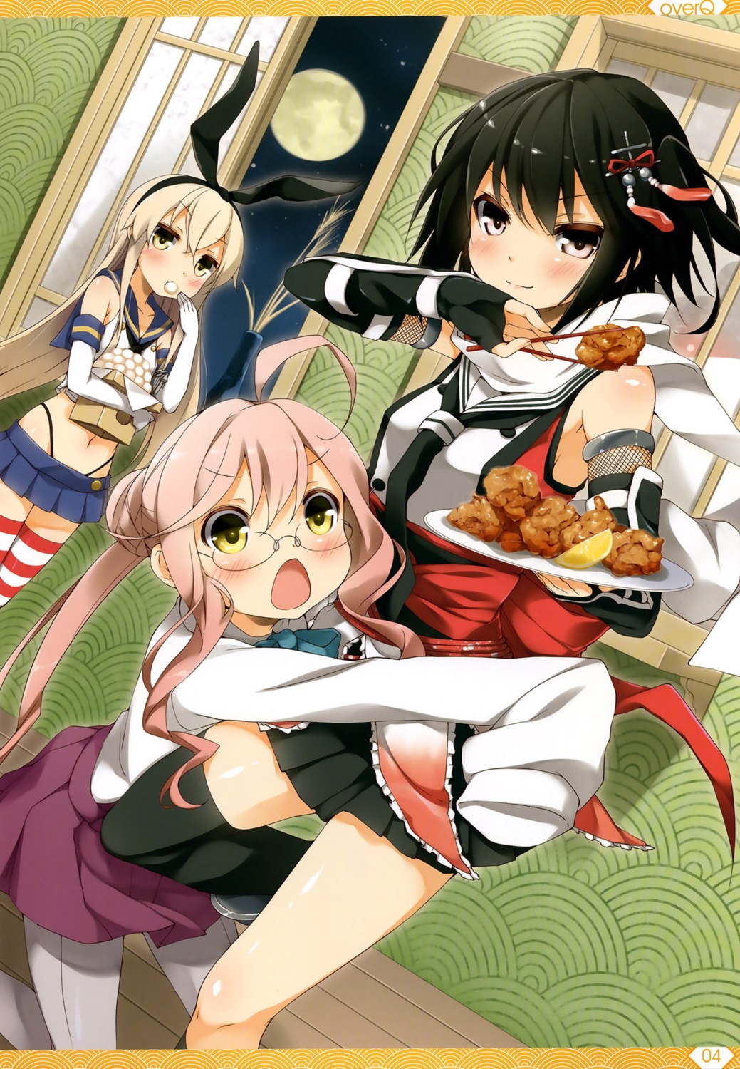 kantai_collection, makigumo_(kancolle), megane, pantyhose, seifuku, sendai_(kancolle), shimakaze_(kancolle), thighhighs