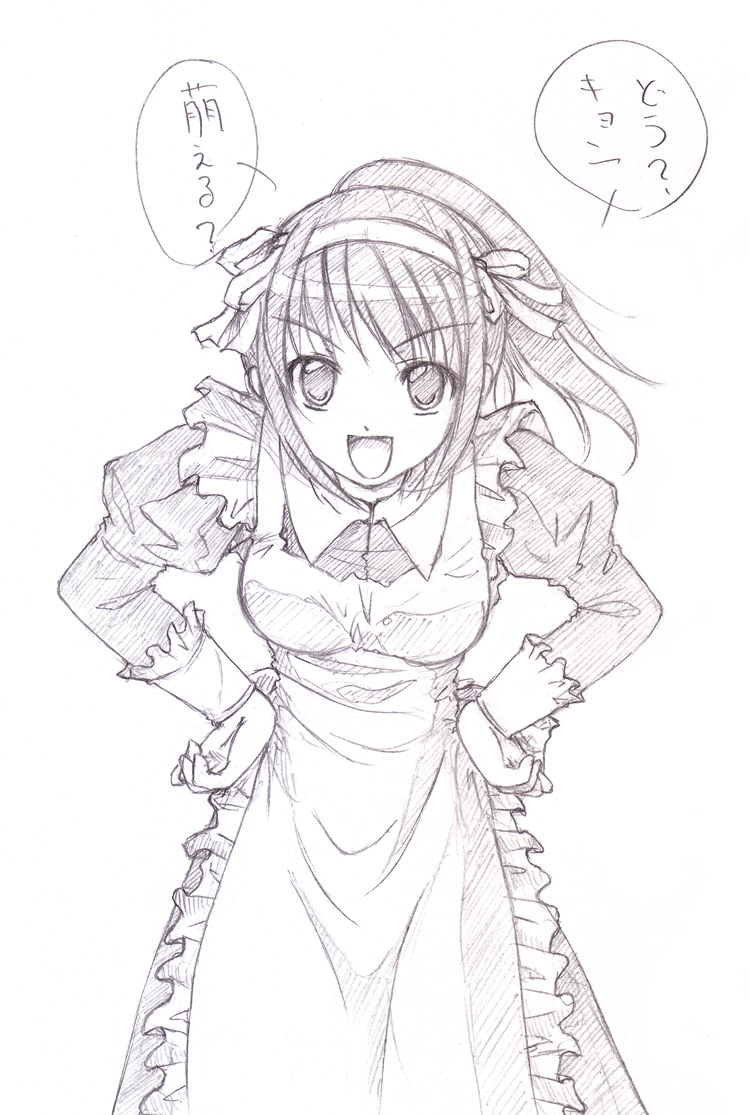 kinagi_yuu, maid, monochrome, suzumiya_haruhi, suzumiya_haruhi_no_yuuutsu