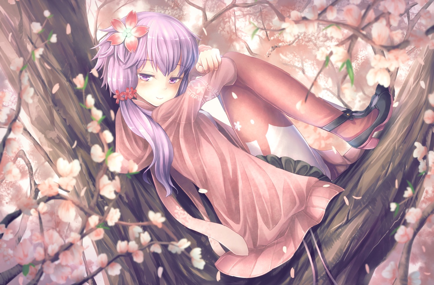 heels, pantyhose, sweater, t.m_(aqua6233), vocaloid, yuzuki_yukari