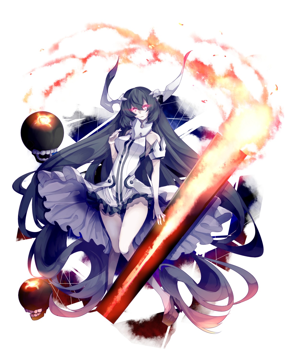 anchorage_water_oni, dress, heels, horns, kantai_collection, no_bra, puuneko