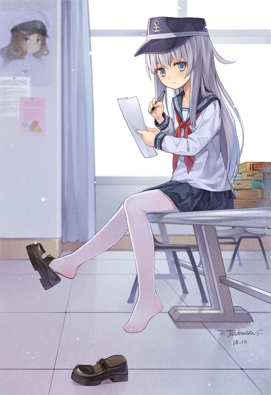 female_admiral_(kancolle), hibiki_(kancolle), kantai_collection, pantyhose, seifuku, tsubasa_tsubasa, uniform
