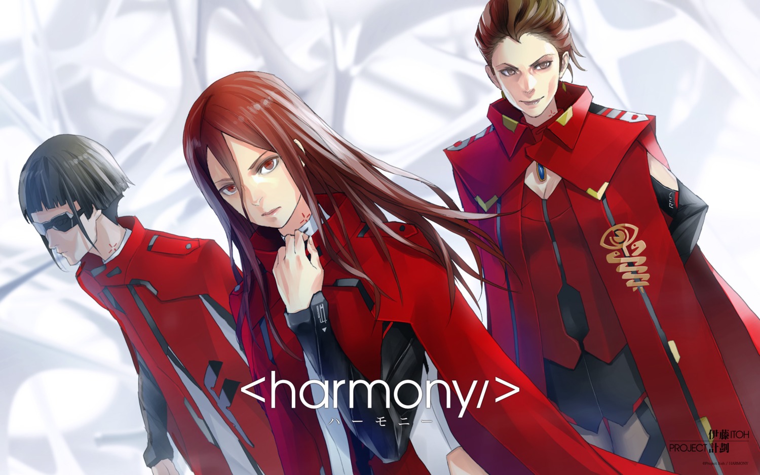 cleavage, harmony, megane, pantyhose, redjuice, tattoo, tuan_kirie, uniform, wallpaper