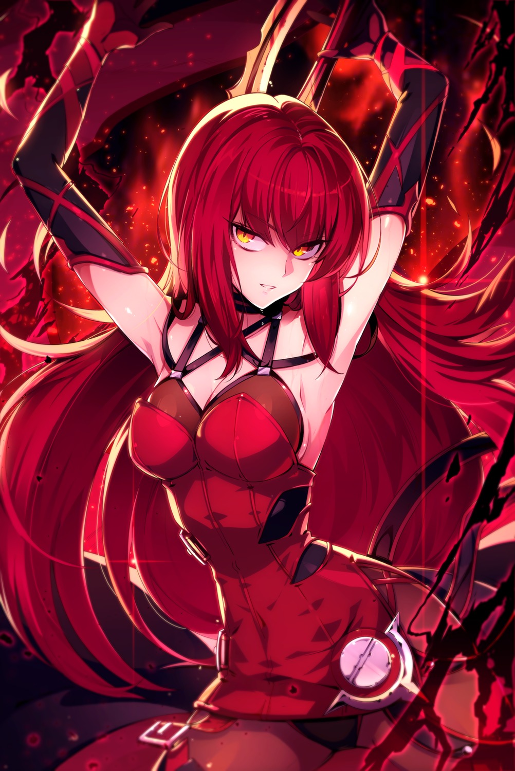 bodysuit, cleavage, elesis, elsword, hwansang, no_bra, sword