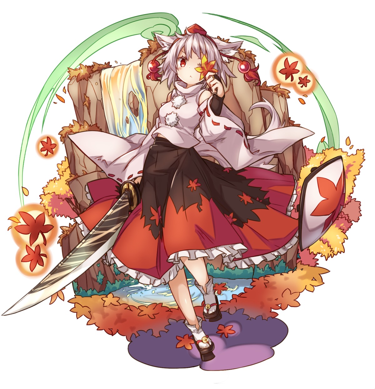 animal_ears, inubashiri_momiji, kazana_(sakuto), sword, tail, touhou