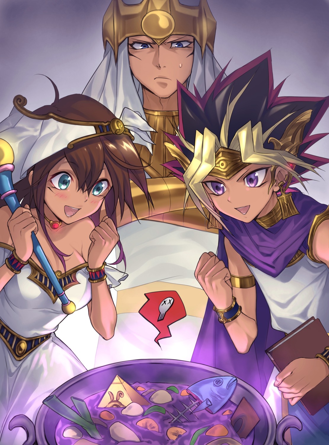 atem, dress, mahado, mana_(yugioh), maruchi, weapon, wet_clothes, yugioh