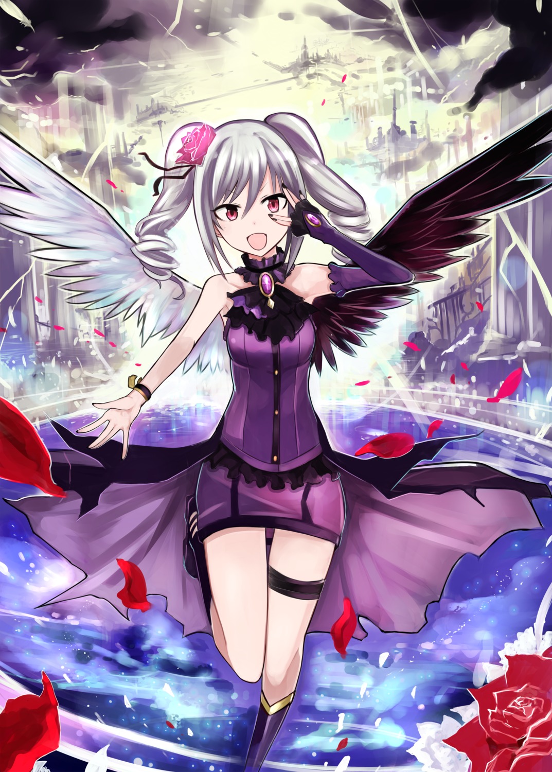dress, garter, kanzaki_ranko, nerotarou@seven, the_idolm@ster, the_idolm@ster_cinderella_girls, wings