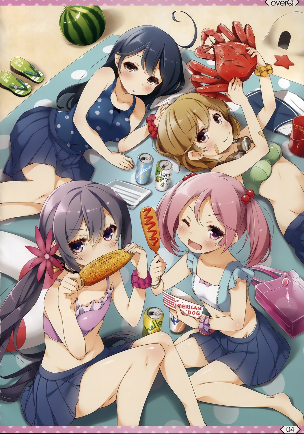akebono_(kancolle), bikini_top, kantai_collection, oboro_(kancolle), sazanami_(kancolle), seifuku, swimsuits, ushio_(kancolle)