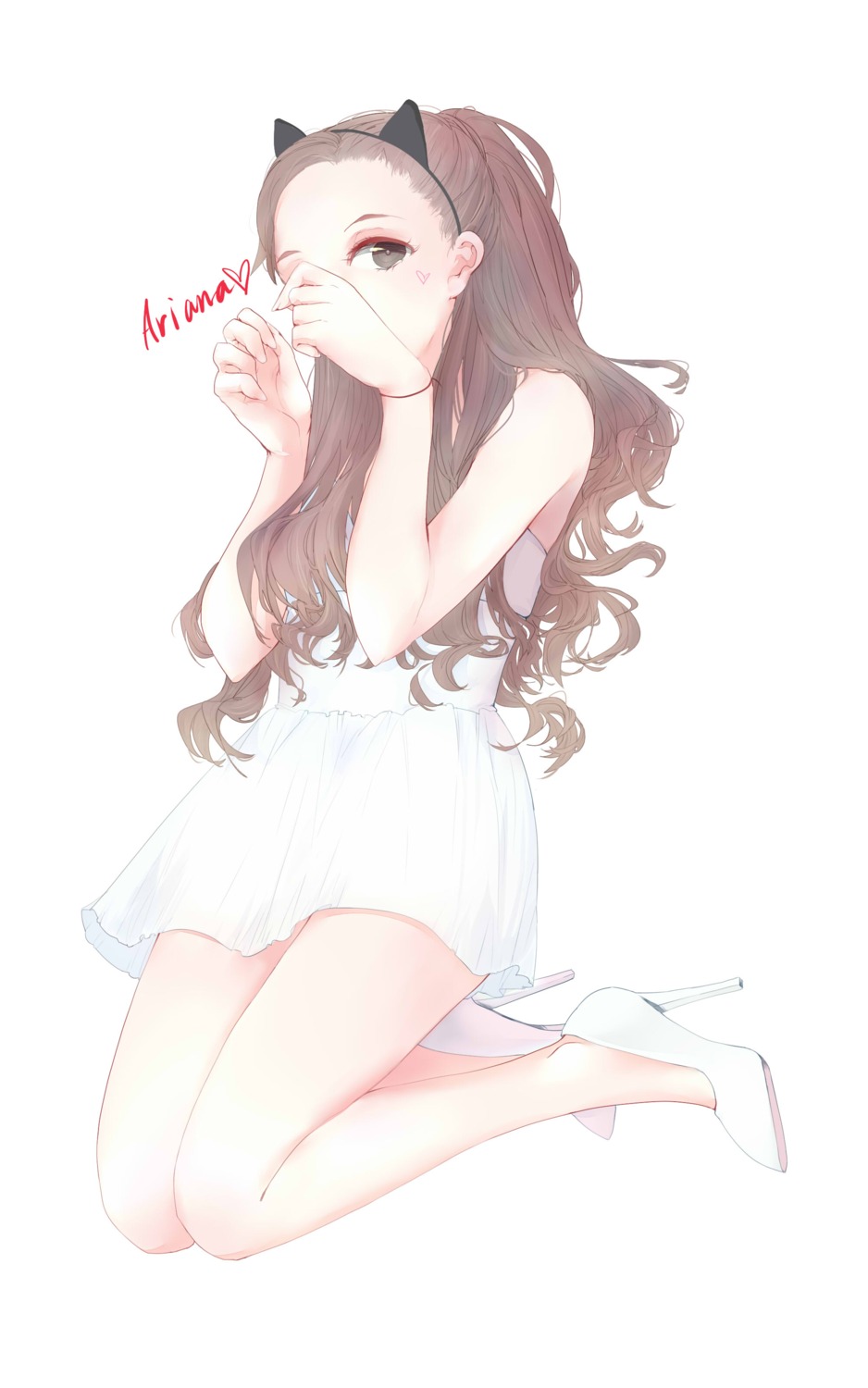animal_ears, ariana_grande, bchaob, dress, heels, nekomimi