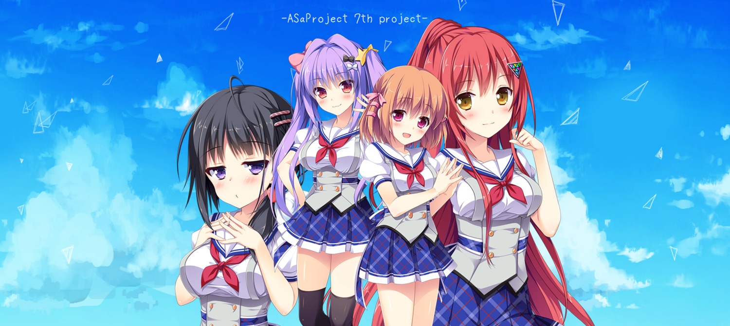asa_project, fuyuichi_monme, kisu_shiina, komorie_nanaru, komorie_suzu, narutaki_maho, seifuku, suki_to_suki_to_de_sankaku_ren'ai, thighhighs, yuuki_rika, yuunagi_seshina