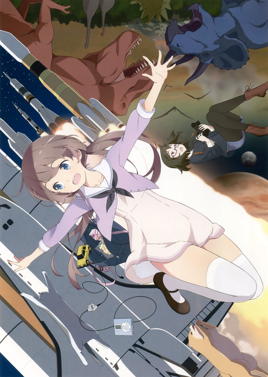 megane, pantyhose, seifuku, thighhighs, ueda_kazuyuki