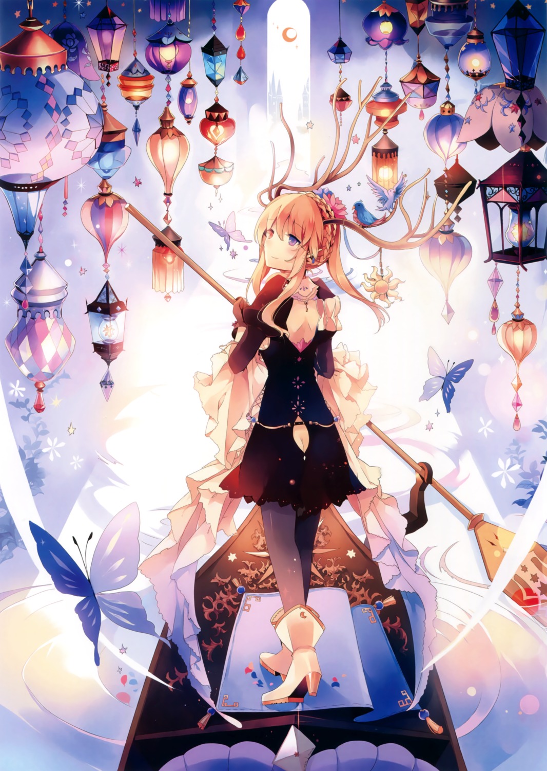 ass, dress, heels, horns, kirero, nopan, pantyhose, pointy_ears