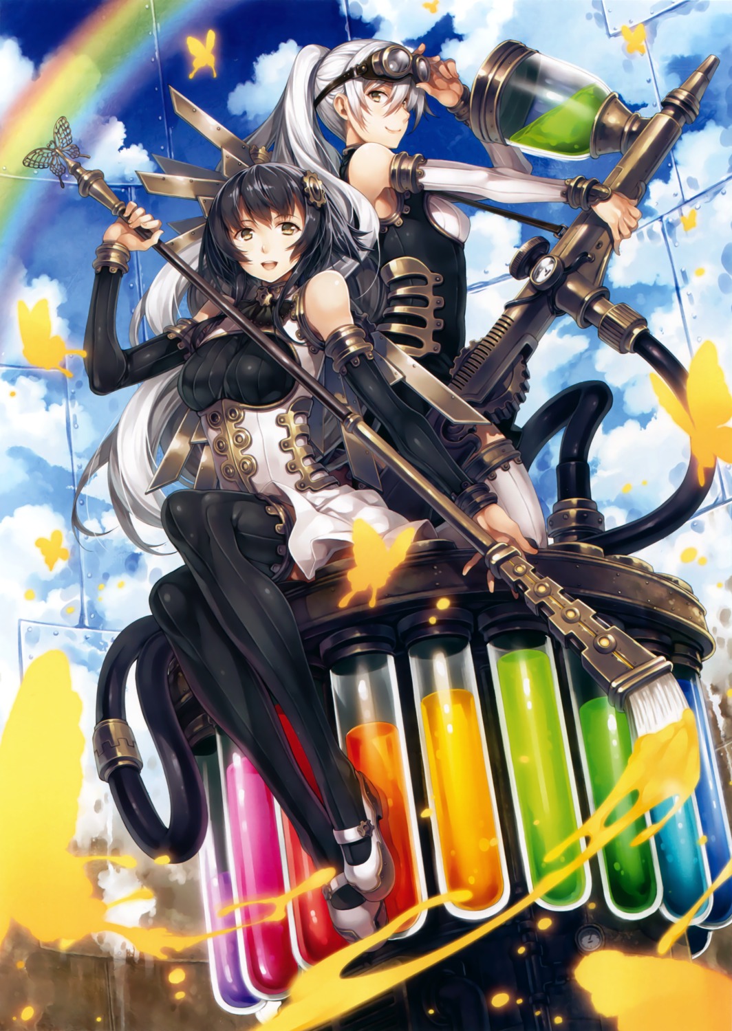 dress, hagure_keg, heels, thighhighs, weapon