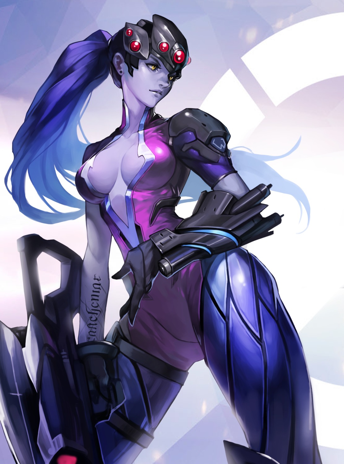 bodysuit, gun, no_bra, overwatch, widowmaker, zzoggomini
