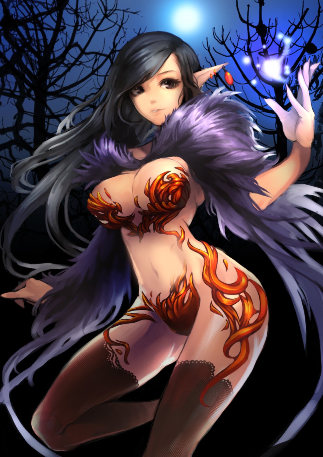 bikini_armor, cleavage, pointy_ears, thighhighs, zzoggomini