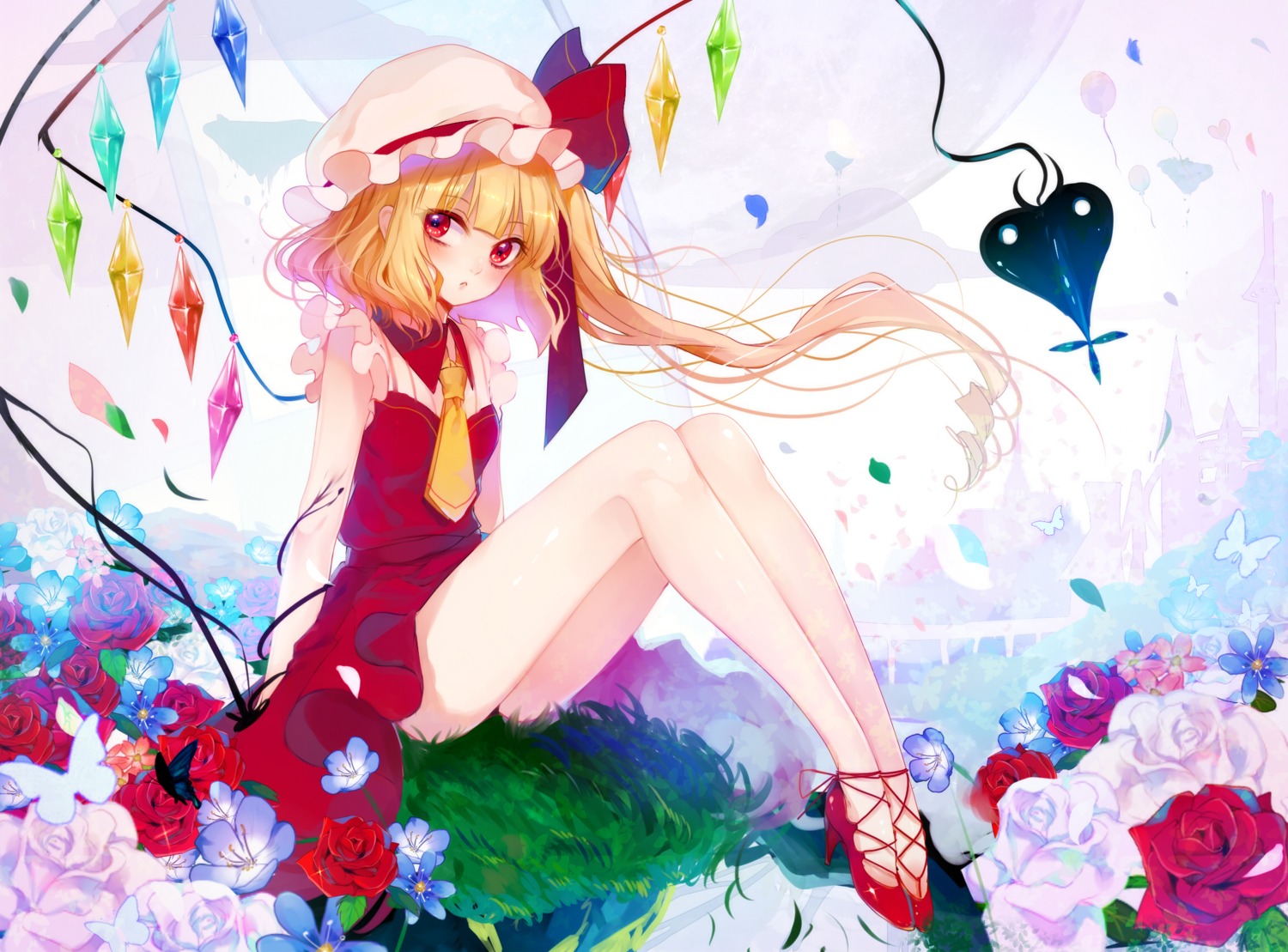ass, daimaou_ruaeru, flandre_scarlet, heels, nopan, touhou, wings