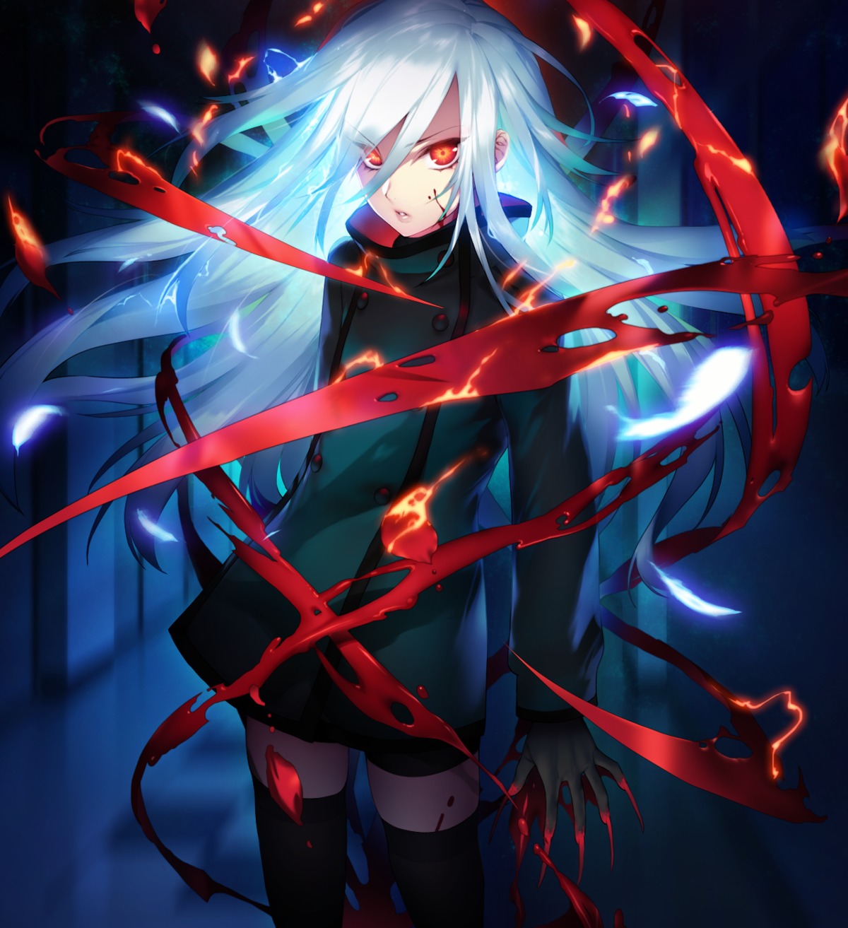 akeiro_kaikitan, blood, game_cg, silky's_plus_wasabi, sumeragi_kohaku, thighhighs, velvet_(akeiro_kaikitan)