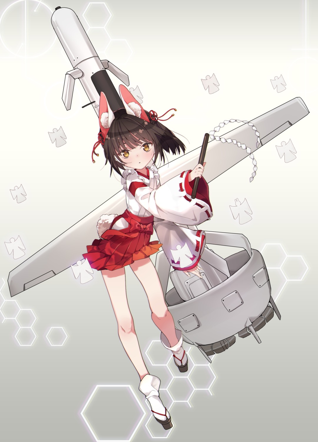 adcd, animal_ears, bunny_ears, miko, tail